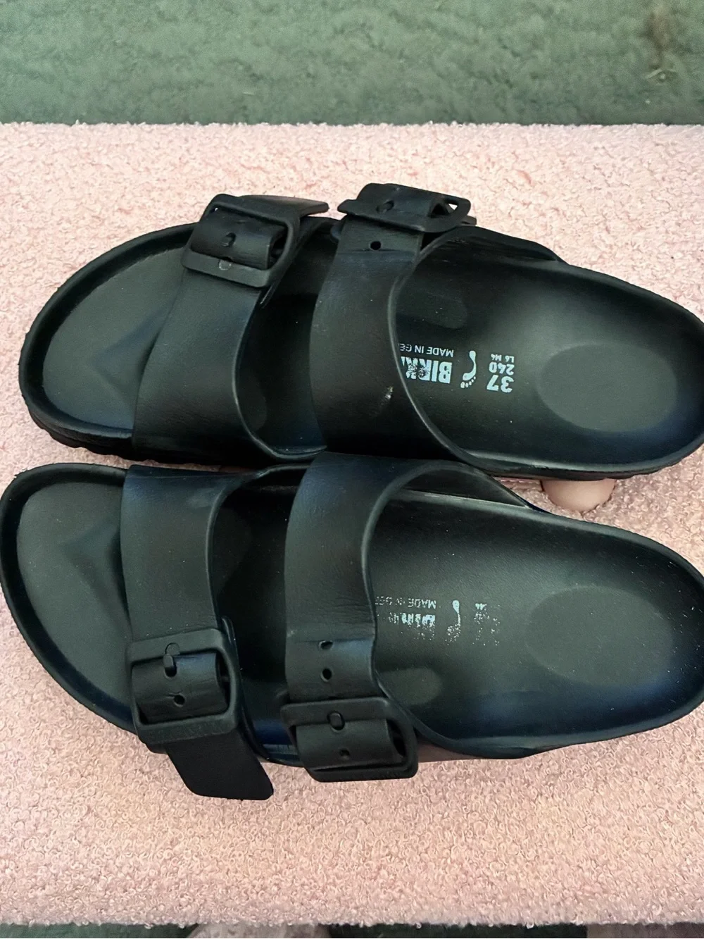 Birkenstock 37 Arizona EVA Black Slip-On Double Strap Sandals
